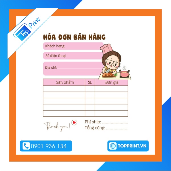 In hóa đơn giá rẻ theo yêu cầu - xưởng in TOPPRINT