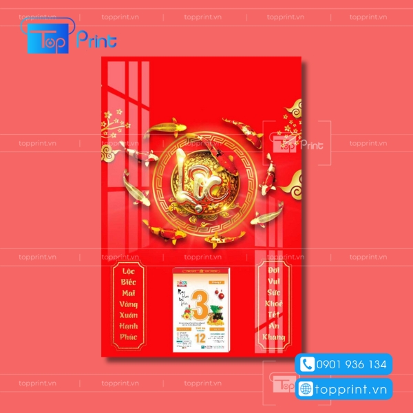 Mẫu lịch tết sang trọng treo tường