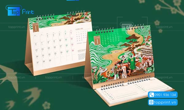 Mẫu lịch tết có họa tiết đẹp