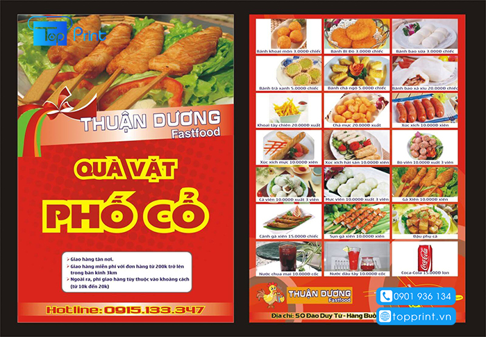 Mẫu tờ rơi quán ăn đẹp, ấn tượng