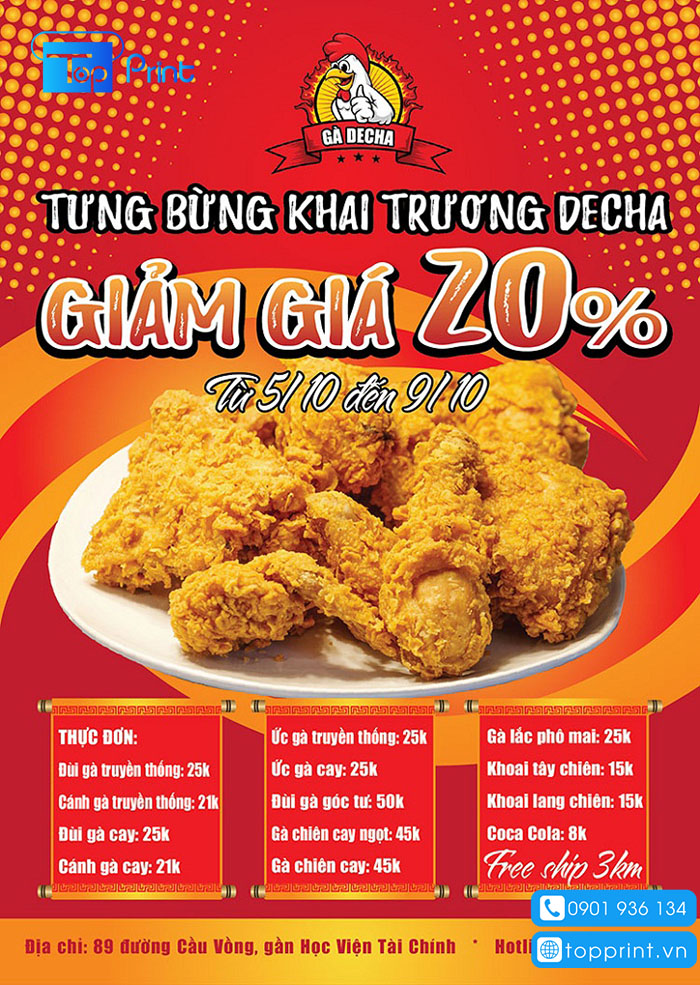tờ rơi quảng cáo quán ăn gà chiên tại TPHCM