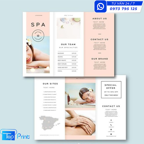 Mẫu tờ rơi có bảng giá Spa