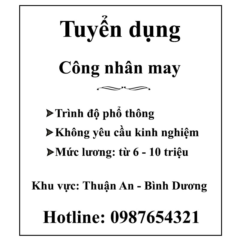 in tờ rơi tuyển công nhân may