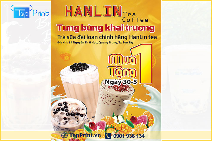 tờ rơi khai trương trà sữa