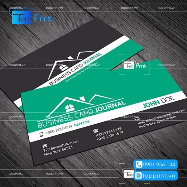 Mẫu in card visit bất động sản xanh đen