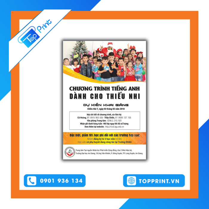 in tờ rơi quảng cáo trung tâm tiếng anh