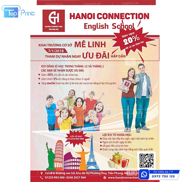 Mẫu tờ rơi quảng cáo trung tâm tiếng Anh giảm giá