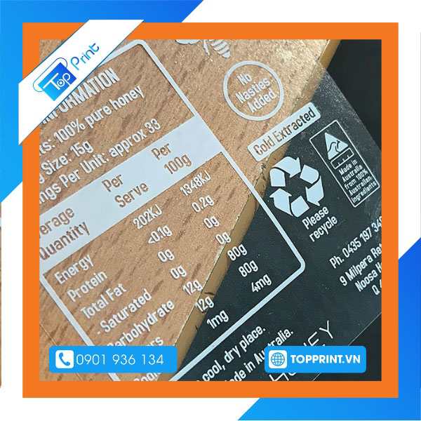 Decal dán thông tin chất lượng sản phẩm trong suốt