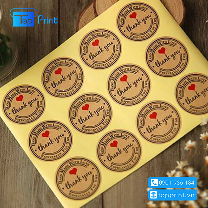 Giấy kraft in tem nhãn decal chất lượng cao.