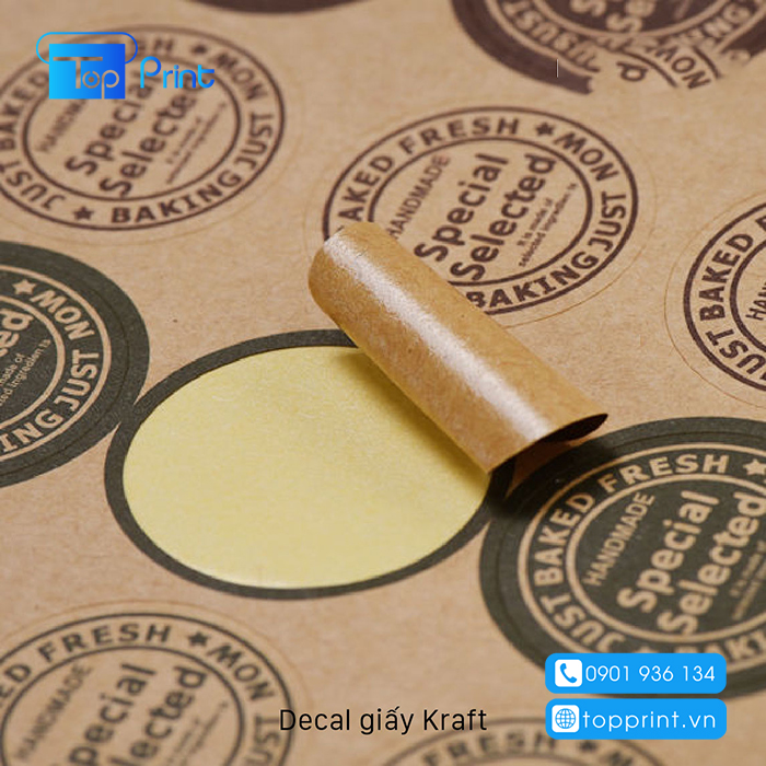 Xưởng in tem nhãn decal giấy kraft giao ngay tại tphcm