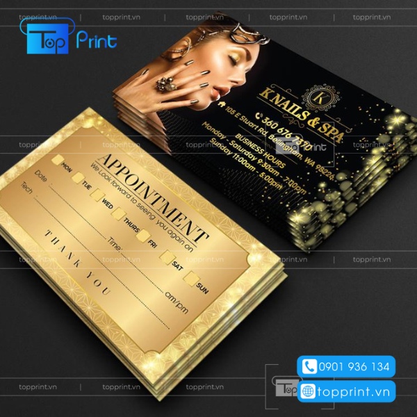 Mẫu card visit nail cho dịch vụ chăm s&oacute;c m&oacute;ng tay ch&acirc;n