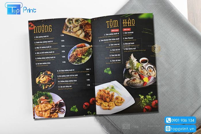 xuong in menu nha hang, menu cafe gia re tai TPHCM
