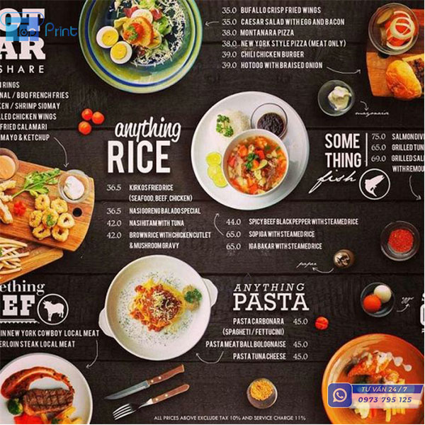 Tầm quan trọng in Menu Nhà Hàng, Menu Cafe