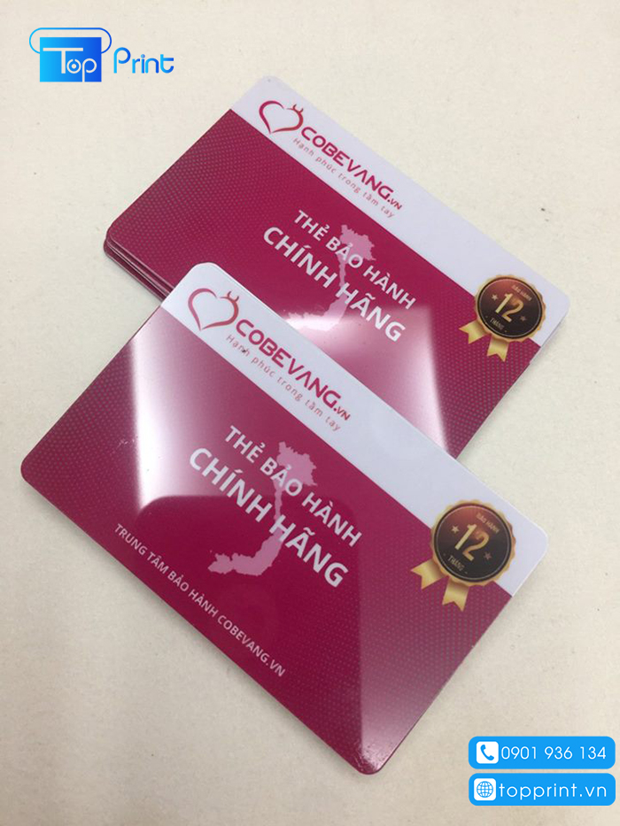 In thẻ bảo h&agrave;nh quảng c&aacute;o doanh nghiệp