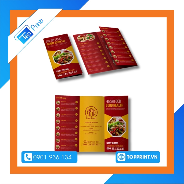 Thiết kế brochure nhà hàng với phong cách tươi sáng