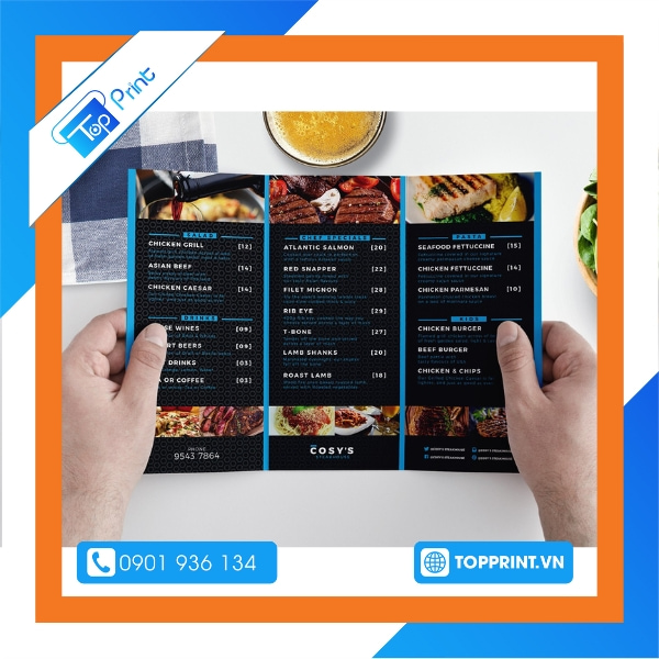 Mẫu brochure nhà hàng gấp 3