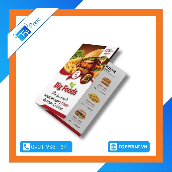 In brochure menu nhà hàng khách sạn đẹp