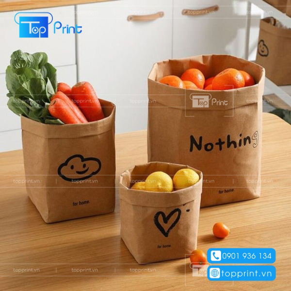 Mẫu túi giấy không có quai xách đựng trái cây