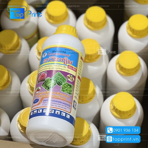 Tem giấy dán chai thuốc trừ sâu