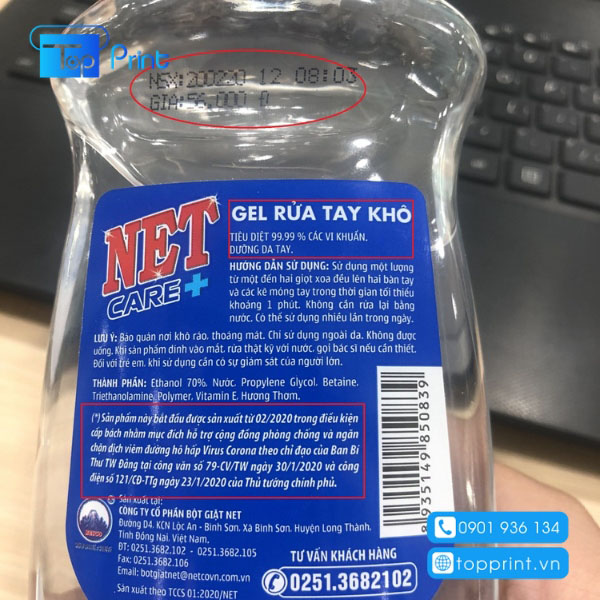 Các thông tin cần có của nhãn mác chai nước rửa tay sát khuẩn