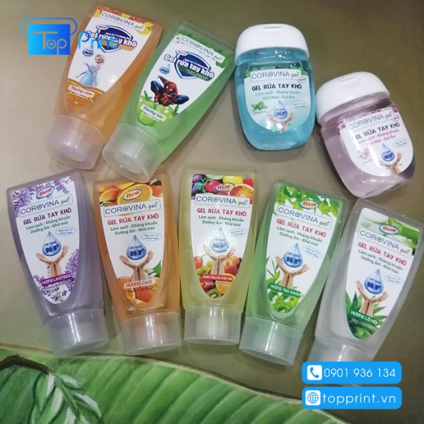Các mẫu nhãn dán chai nước rửa tay giá rẻ tại TOPPRINT