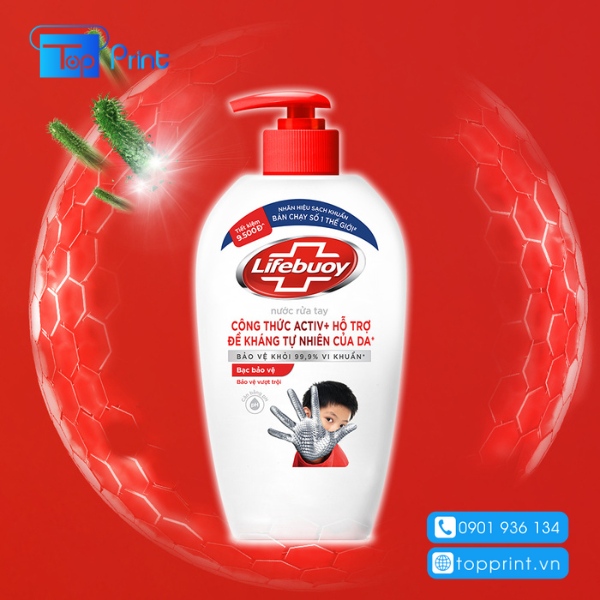 Nhãn dán chai nước rửa tay Lifebuoy