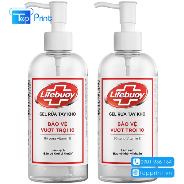  In tem nhãn chai nước rửa tay sát khuẩn 2 mặt dính lâu