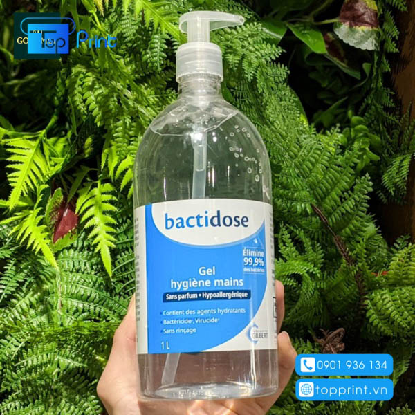 Nhãn dán chai nước rửa tay kháng khuẩn chất lượng