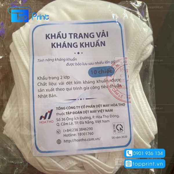 Tem nhãn giấy dán bao bì in thông tin khẩu trang theo yêu cầu