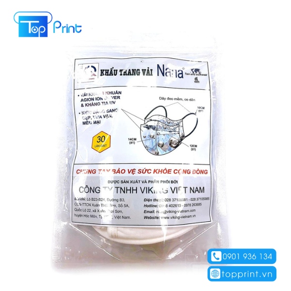 Tem dán bao bì in thông tin đầy đủ sản phẩm khẩu trang