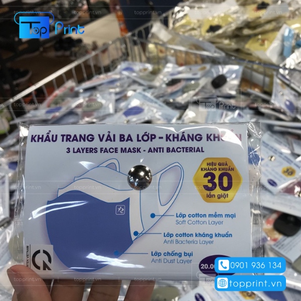Tem nhãn bao bì khẩu trang kháng khuẩn in ấn sắc nét