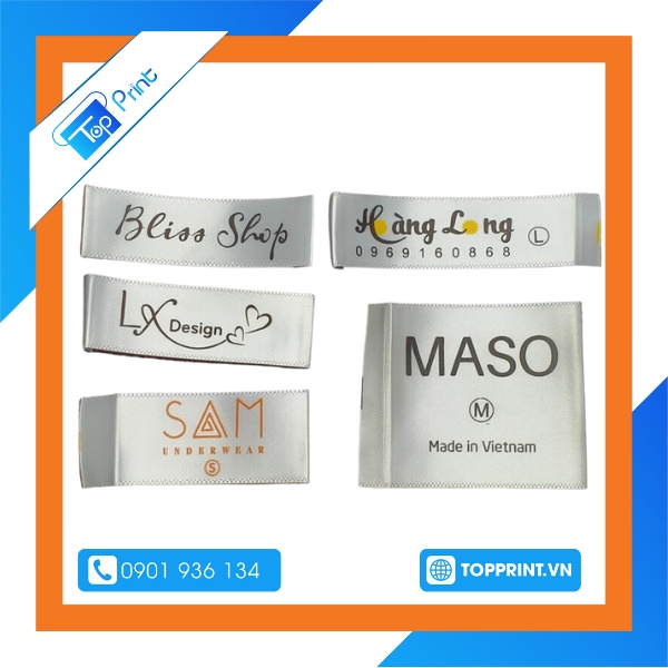 in tem mác vải satin cao cấp