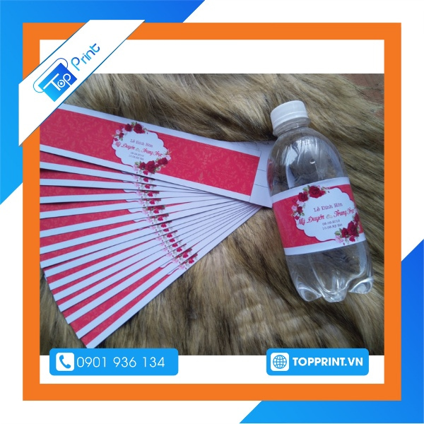 nhãn dán chai nước đám cưới cho khách giá rẻ