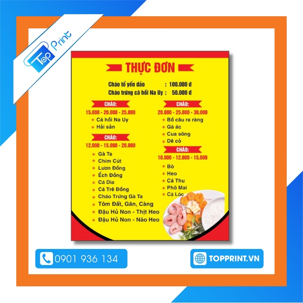 In menu cháo dinh dưỡng chất lượng