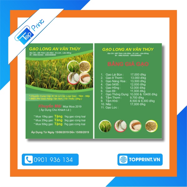 Mẫu tờ rơi quảng cáo gạo giá sỉ