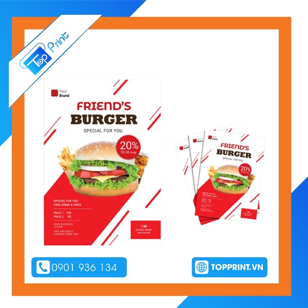 Mẫu tờ rơi thực phẩm ăn nhanh sạch
