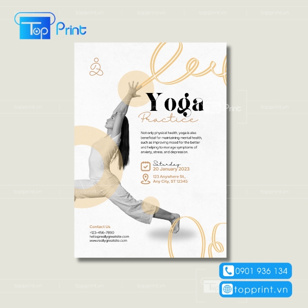 Mẫu tờ rơi yoga gam màu đen trắng