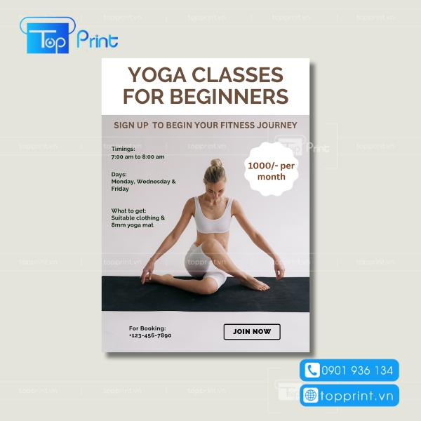 Chất liệu giấy Couche dùng in tờ rơi quảng cáo trung tâm yoga