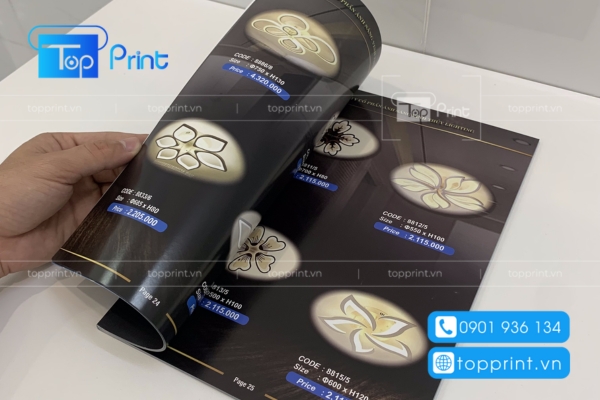 Hình thức thiết kế catalogue đa dạng, có hình sản phẩm thật tế