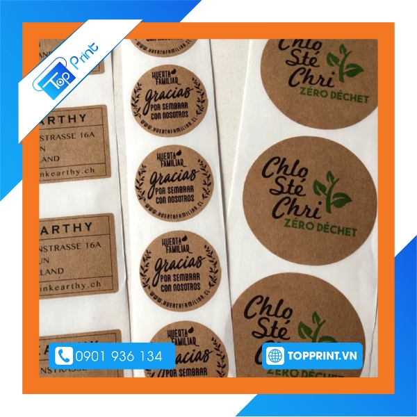 mẫu sticker dán sản phẩm chất liệu kraft