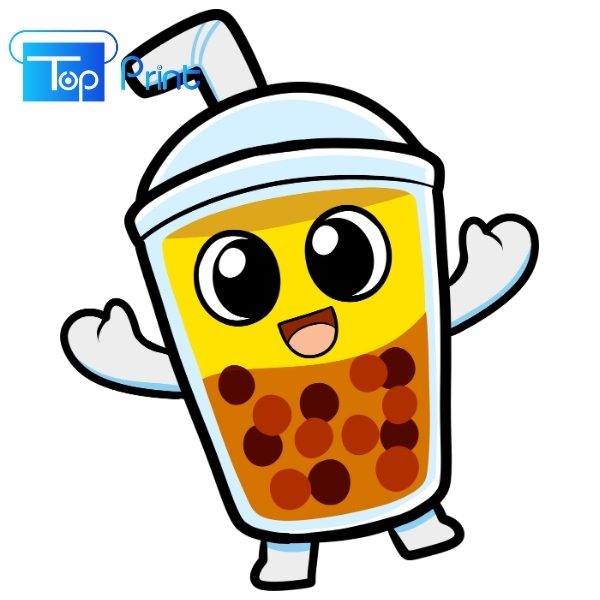 Mẫu sticker ly trà sữa hoạt hình
