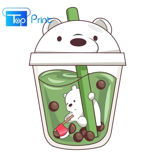 hình vẽ sticker cute trà sữa