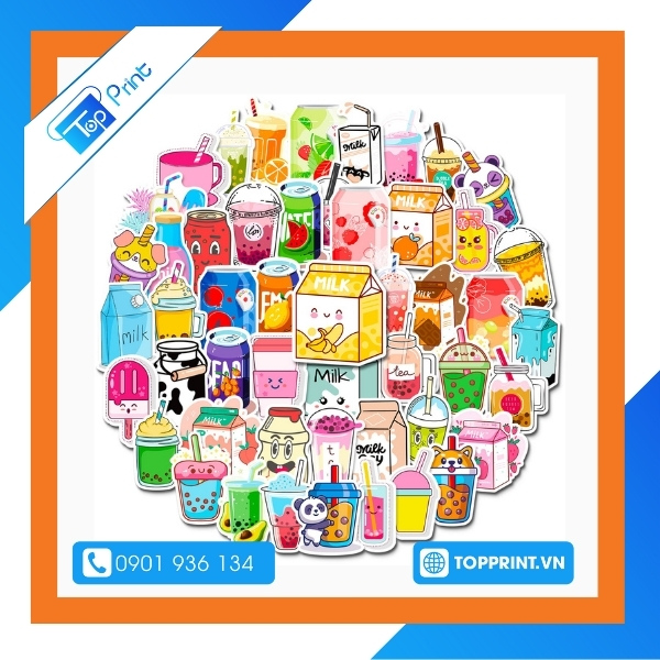 sticker tra sua cute