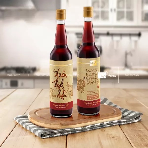 Mẫu tem nhãn chai nước mắm thương hiệu nổi tiếng