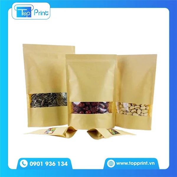 Túi Zip Giấy Kraft Có Cửa Sổ