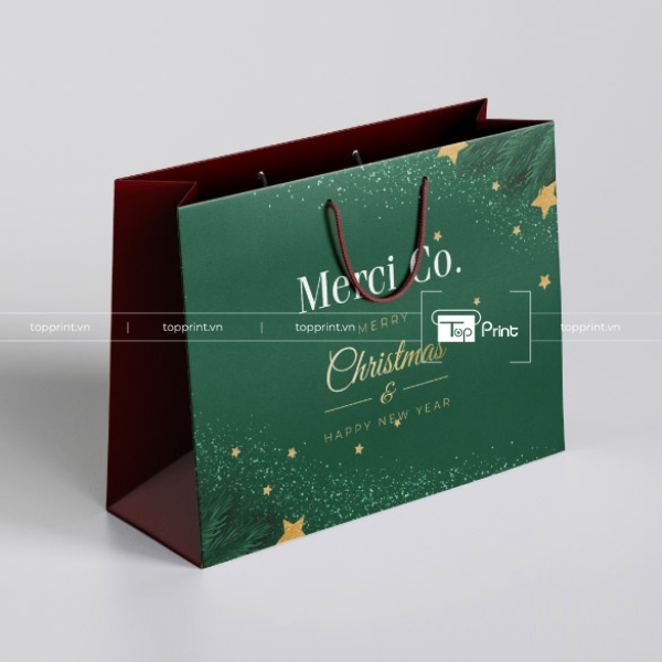 Mẫu túi giấy đựng quà làm từ chất liệu tái chế, thân thiện. 