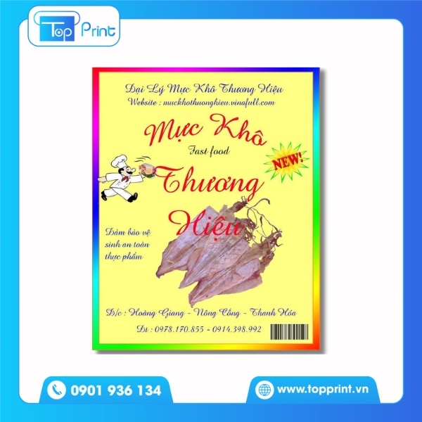 Tem nhãn khô mực in ấn theo yêu cầu