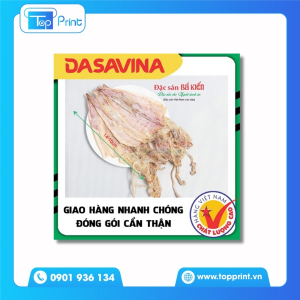 Tem nhãn mực khô DASAVINA