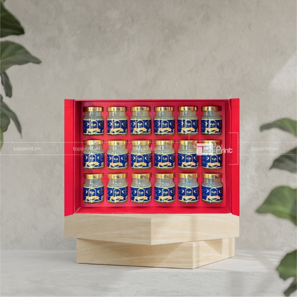 Mẫu hộp giấy đựng 18 hũ yến sào