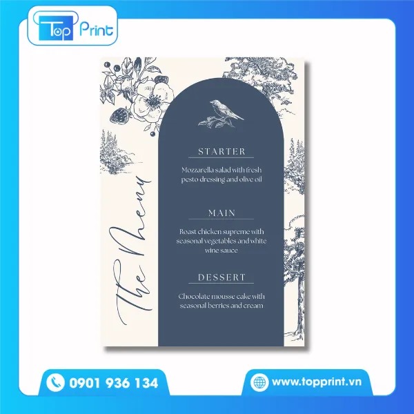 Mẫu Menu tiệc cưới để bàn